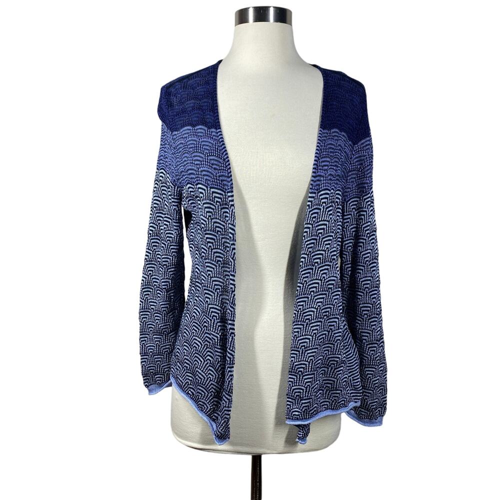 NIC+ZOE Blue and Black open Cardigan Sweater Size Large Fits like a Medium - Picture 1 of 4